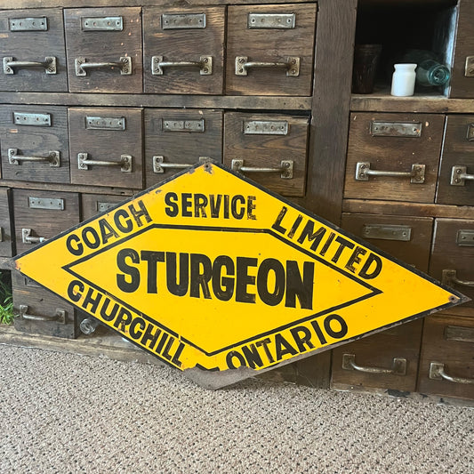 Vintage Sturgeon Coach Bus Service Churchill Ontario Canada Advertising Sign