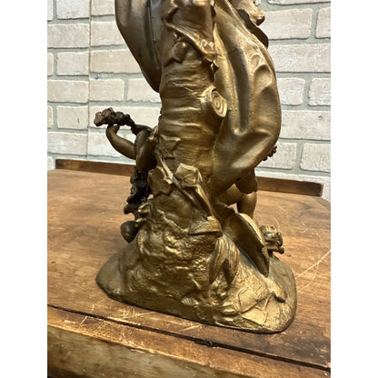 Antique Art Nouveau Woman Goddess Bronze Spelter Statue Sculpture - Moureau?