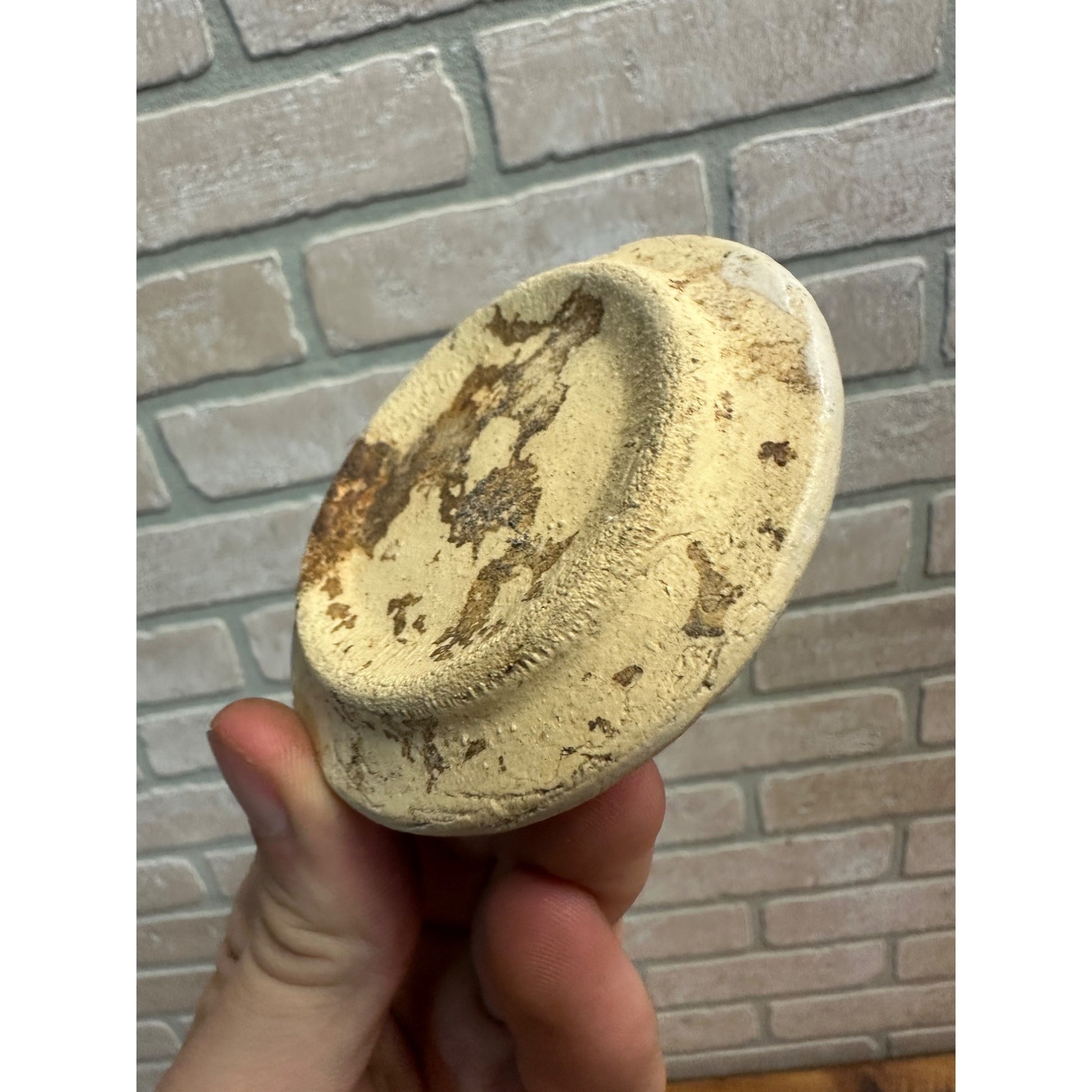 Antique Primitive Stoneware Preserves Jar 3.25" Lid Cover Crock Snuff White