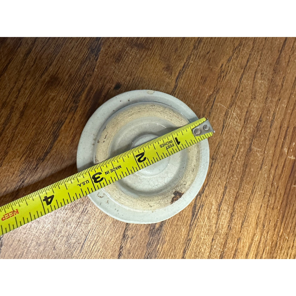 Antique Primitive Stoneware Preserves Jar 3.25" Lid Cover Crock Snuff White