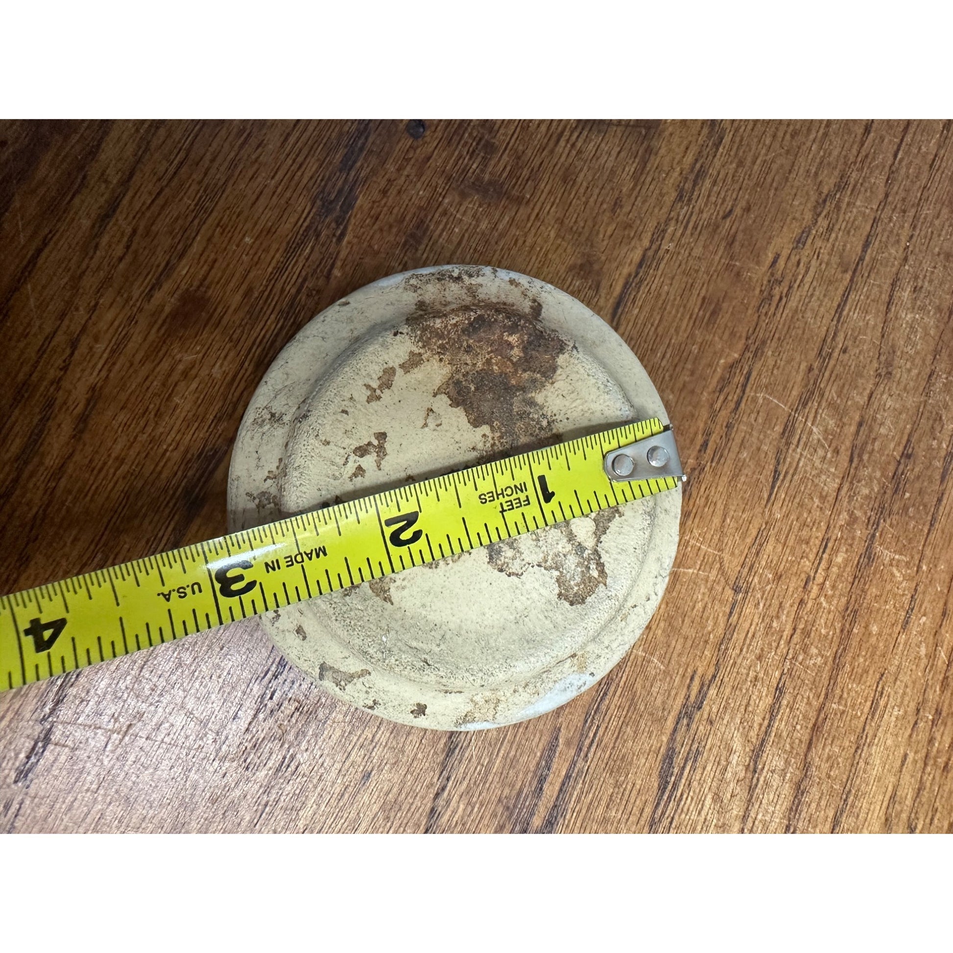 Antique Primitive Stoneware Preserves Jar 3.25" Lid Cover Crock Snuff White