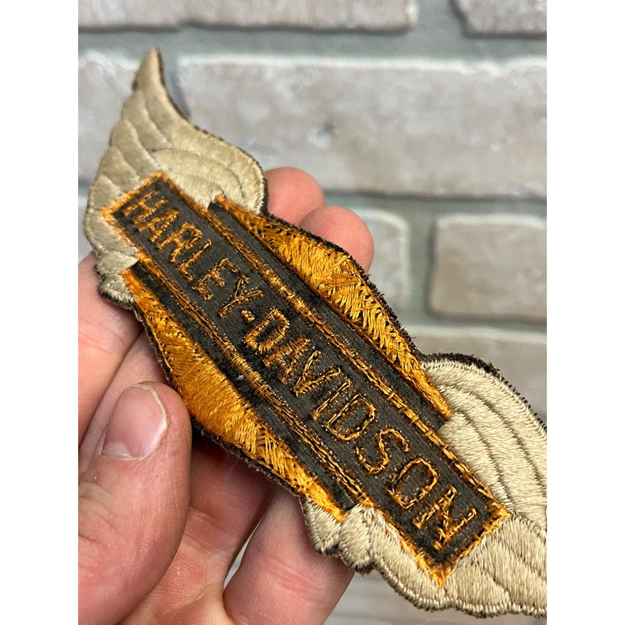 Original Vintage 1940s Harley Davidson Motorcycle Wings Shield Jacket Patch
