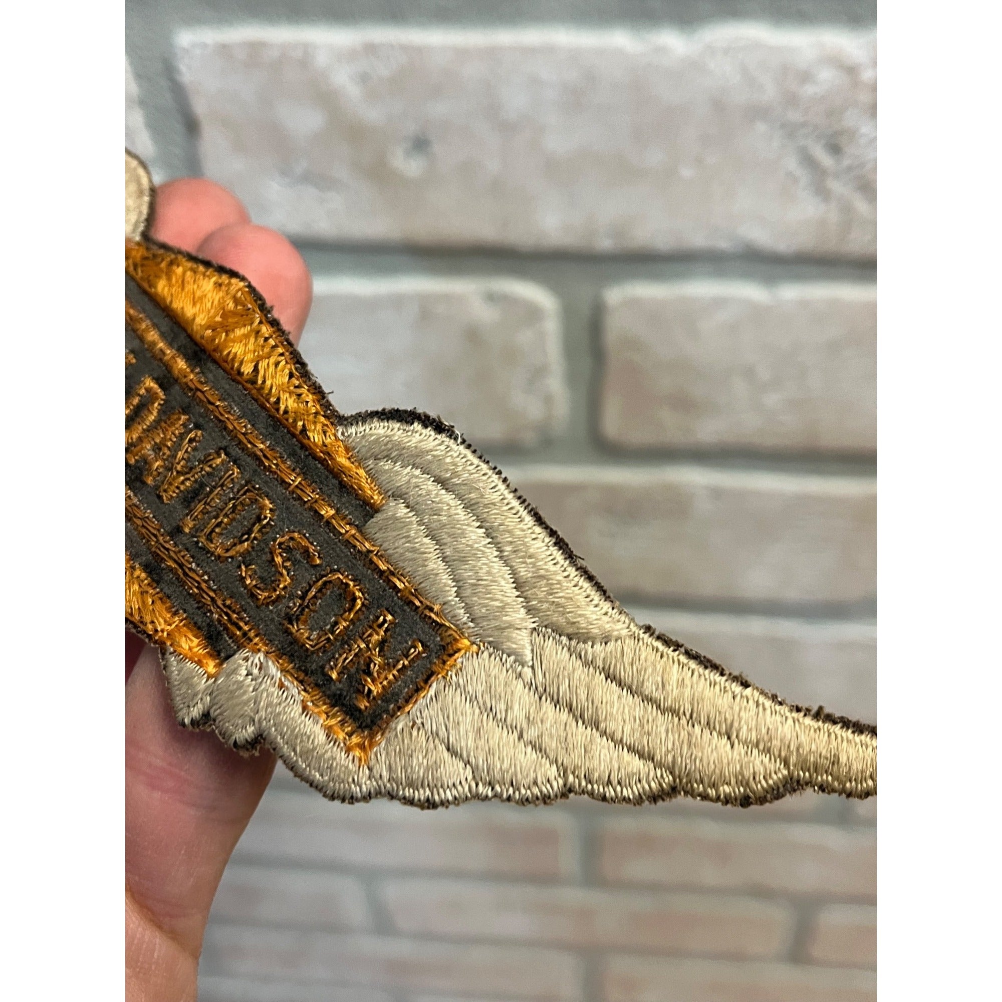 Original Vintage 1940s Harley Davidson Motorcycle Wings Shield Jacket Patch