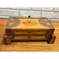 Antique Tramp Art Dresser Jewelry Box Mirrored Chip Carved Folk Art AAFA Primitive