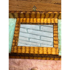 Antique Tramp Art Dresser Jewelry Box Mirrored Chip Carved Folk Art AAFA Primitive