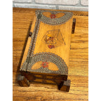 Antique Tramp Art Dresser Jewelry Box Mirrored Chip Carved Folk Art AAFA Primitive