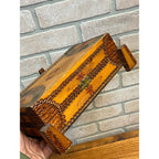 Antique Tramp Art Dresser Jewelry Box Mirrored Chip Carved Folk Art AAFA Primitive