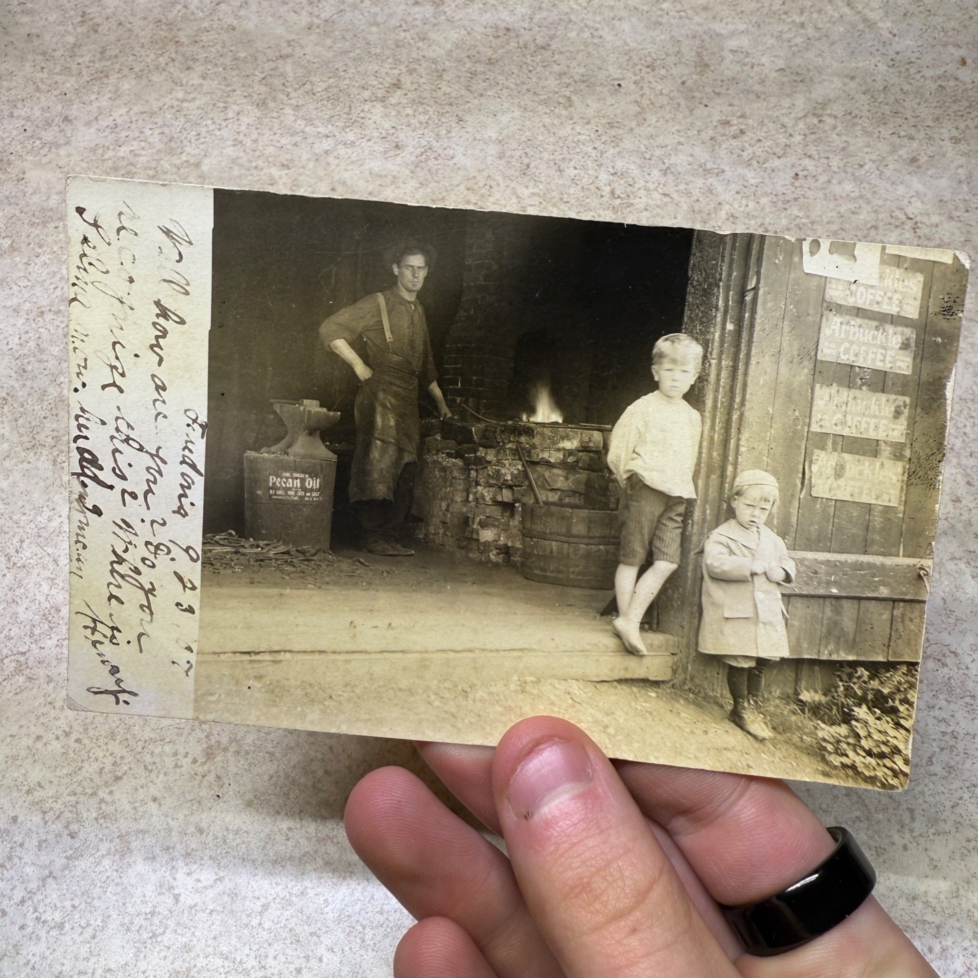 Fredonia Wis RPPC Blacksmith Shop 1907 Anvil Occupational Postcard Photo