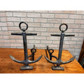 Antique 1920s Cast Iron Anchor Nautical Andiron Set Maritime Fireplace Fire Dogs