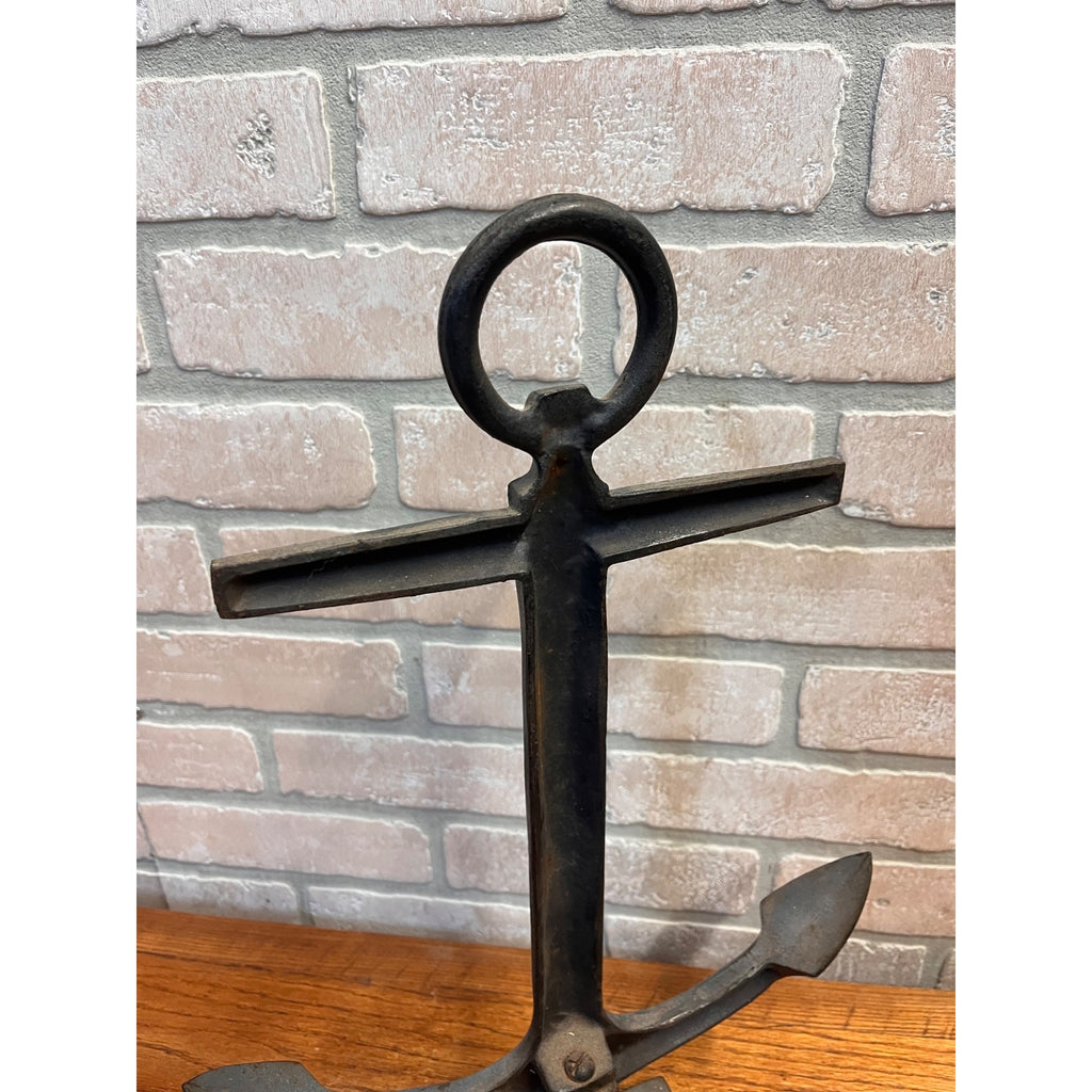 Antique 1920s Cast Iron Anchor Nautical Andiron Set Maritime Fireplace Fire Dogs