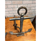 Antique 1920s Cast Iron Anchor Nautical Andiron Set Maritime Fireplace Fire Dogs