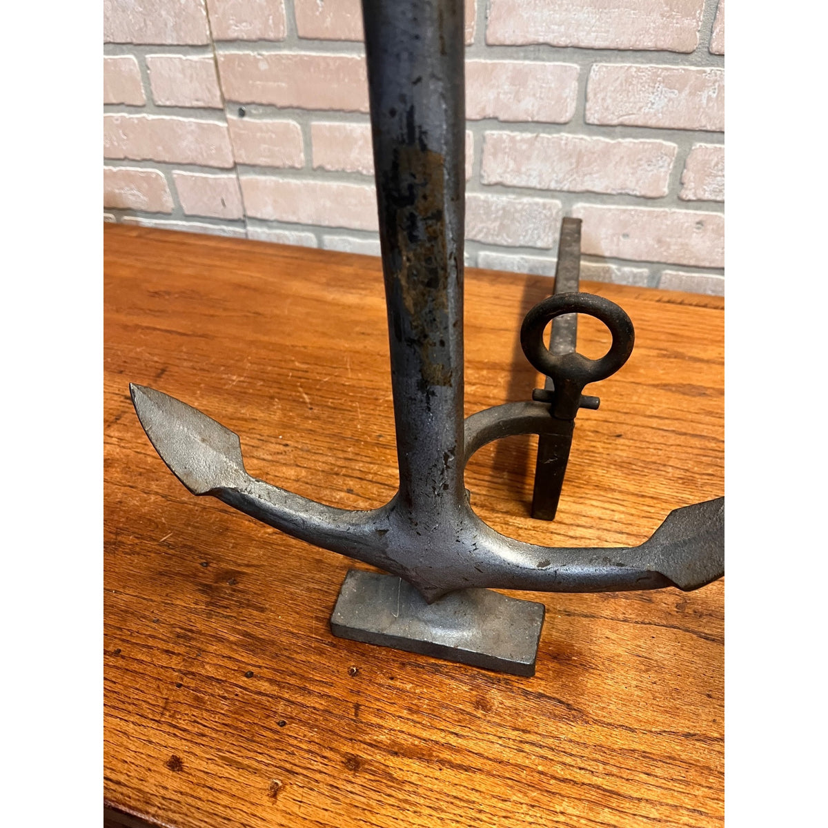 Antique 1920s Cast Iron Anchor Nautical Andiron Set Maritime Fireplace Fire Dogs