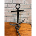 Antique 1920s Cast Iron Anchor Nautical Andiron Set Maritime Fireplace Fire Dogs