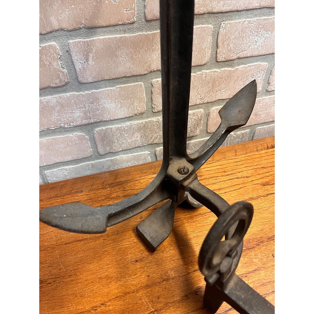Antique 1920s Cast Iron Anchor Nautical Andiron Set Maritime Fireplace Fire Dogs