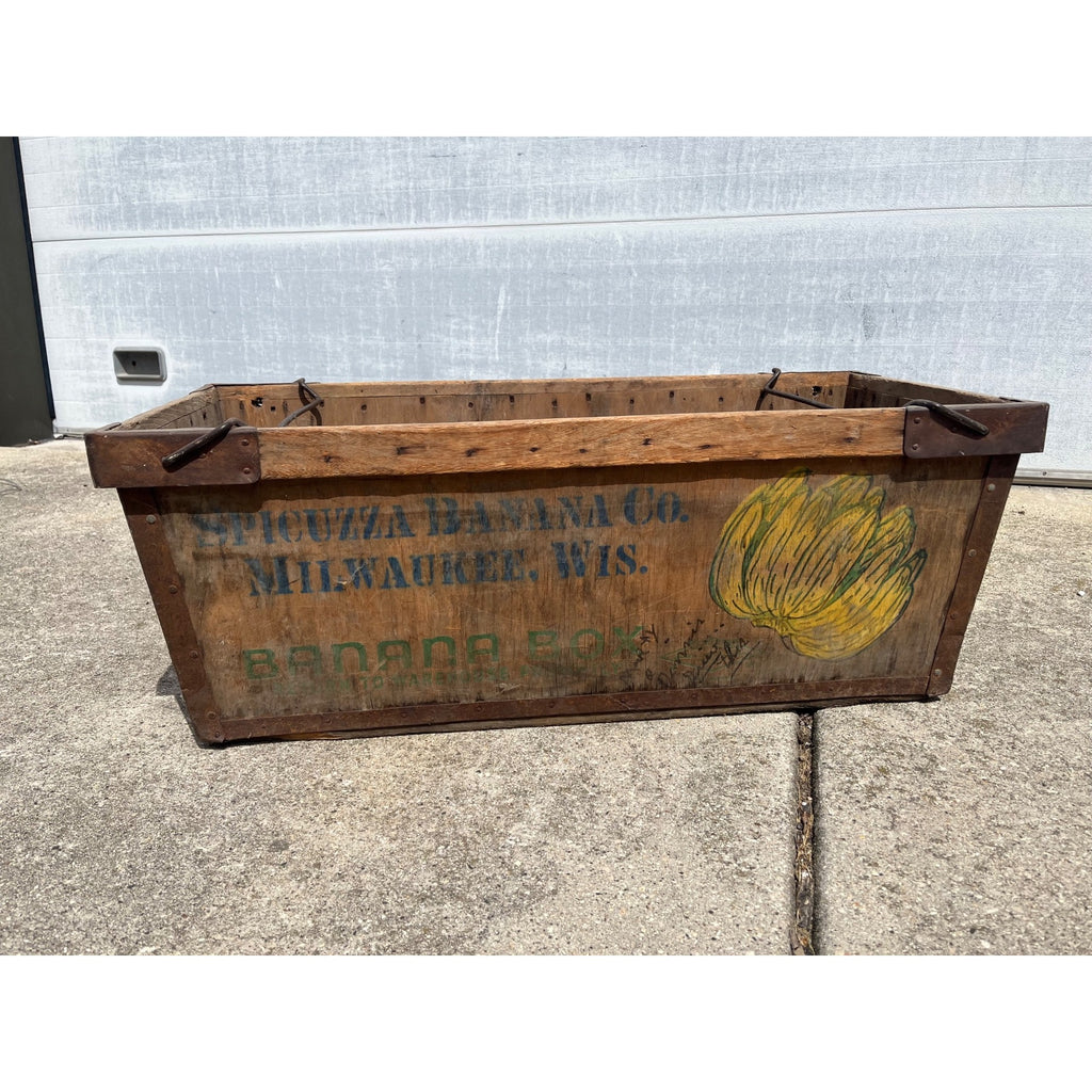 Vintage Spicuzza Banana Company Milwaukee Wis Advertising Wooden Crate Box
