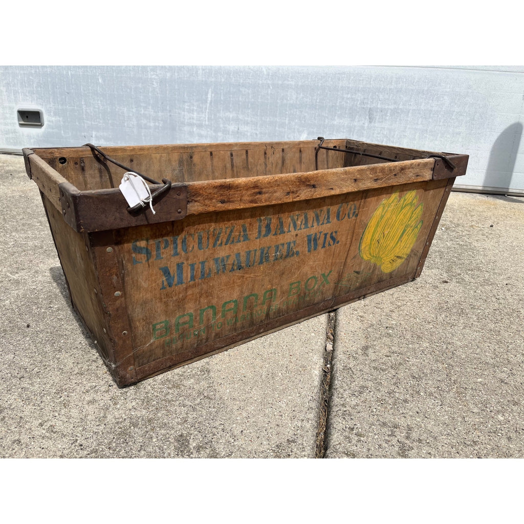 Vintage Spicuzza Banana Company Milwaukee Wis Advertising Wooden Crate Box