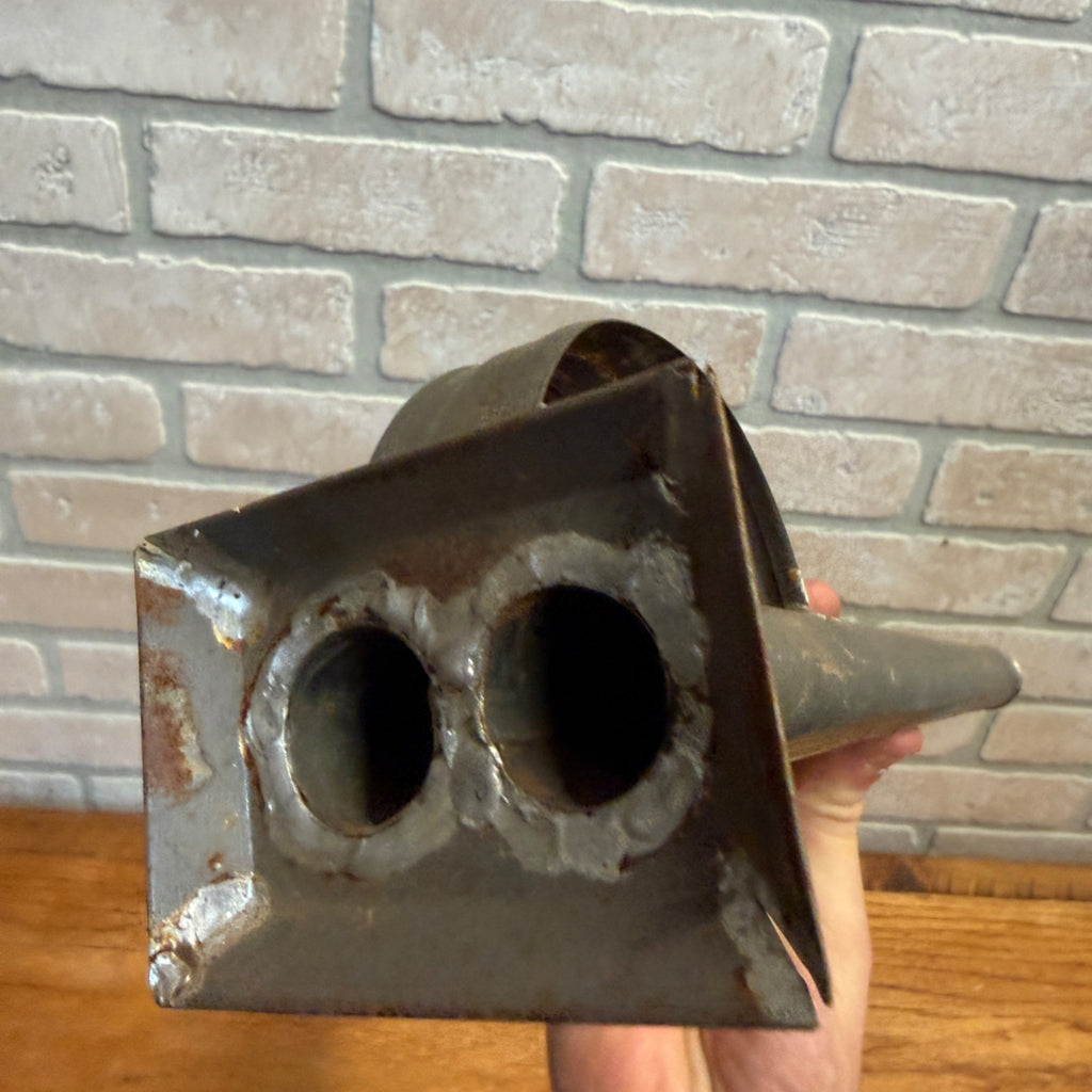 Antique Primitive 19th c. 2-Slot Candle Mold Tin Farmhouse Folk Art AAFA