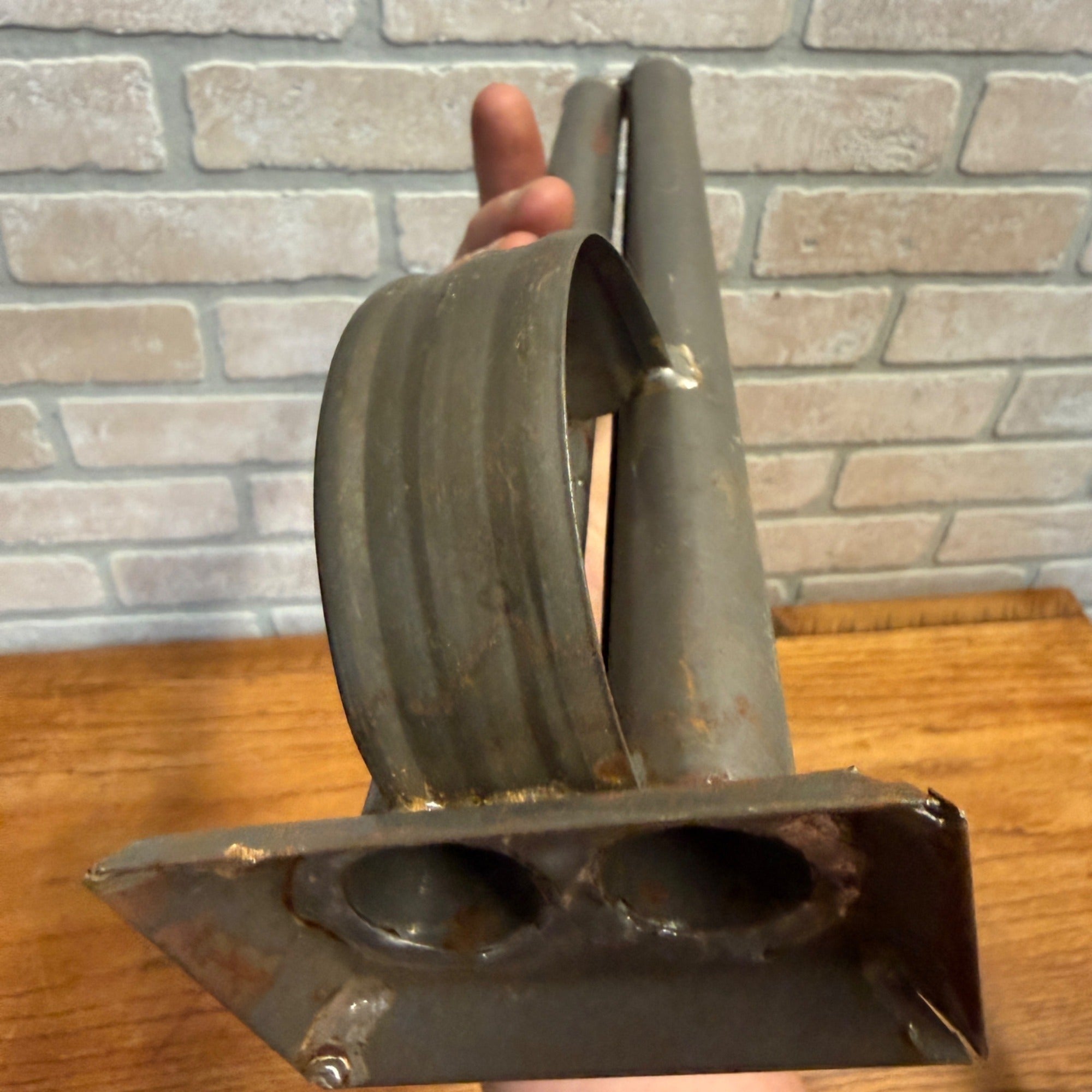 Antique Primitive 19th c. 2-Slot Candle Mold Tin Farmhouse Folk Art AAFA
