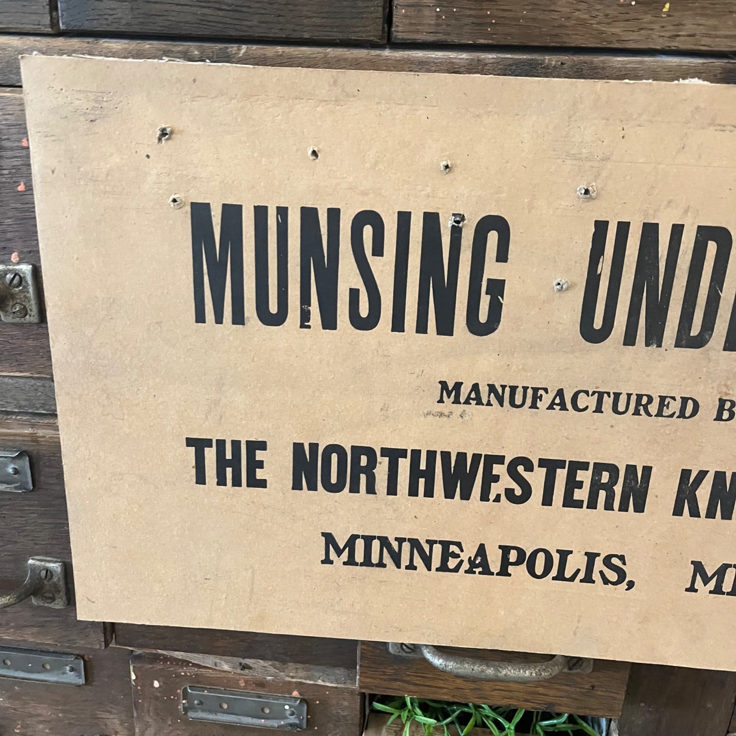 Antique 1910s Munsing Underwear Clothing Advertising Sign Minneapolis