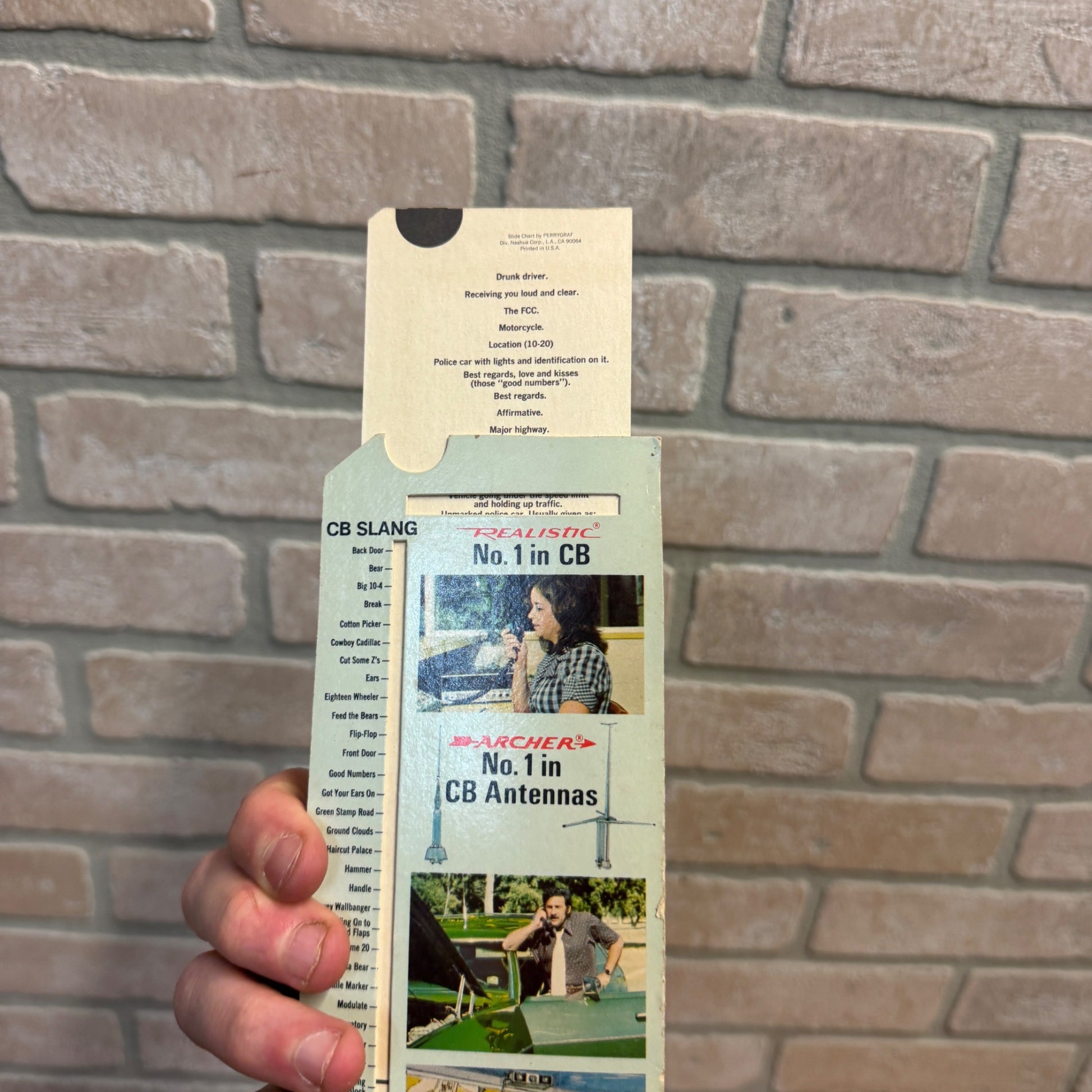 Vintage Radio Shack CB Slide Slang Card ~ Guide to Codes Realistic Transceiver