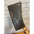 Antique Steel Butcher Meat Cleaver Knife Wood Handle 17.5" for Restoration