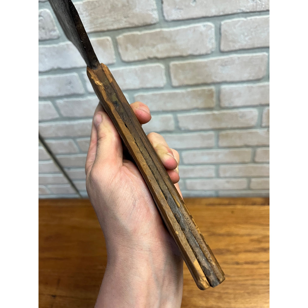 Antique Steel Butcher Meat Cleaver Knife Wood Handle 17.5" for Restoration