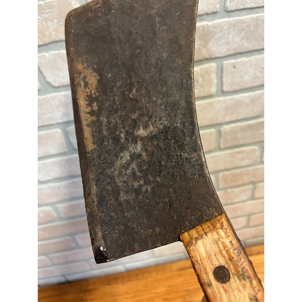 Antique Steel Butcher Meat Cleaver Knife Wood Handle 17.5" for Restoration