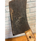 Antique Steel Butcher Meat Cleaver Knife Wood Handle 17.5" for Restoration