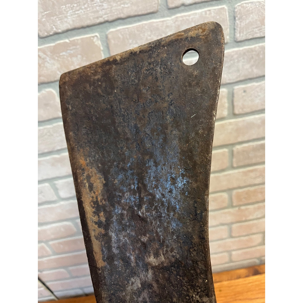Antique Steel Butcher Meat Cleaver Knife Wood Handle 17.5" for Restoration