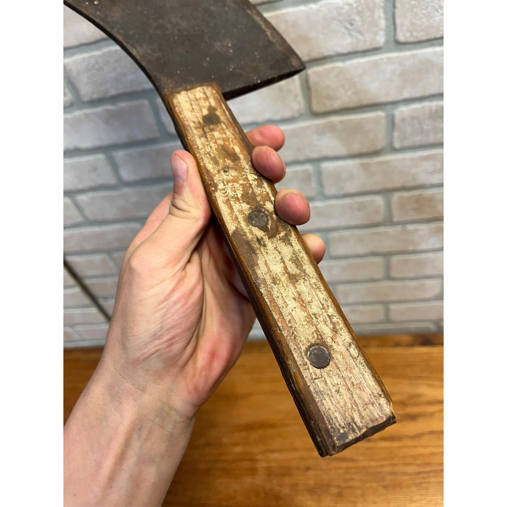 Antique Steel Butcher Meat Cleaver Knife Wood Handle 17.5" for Restoration