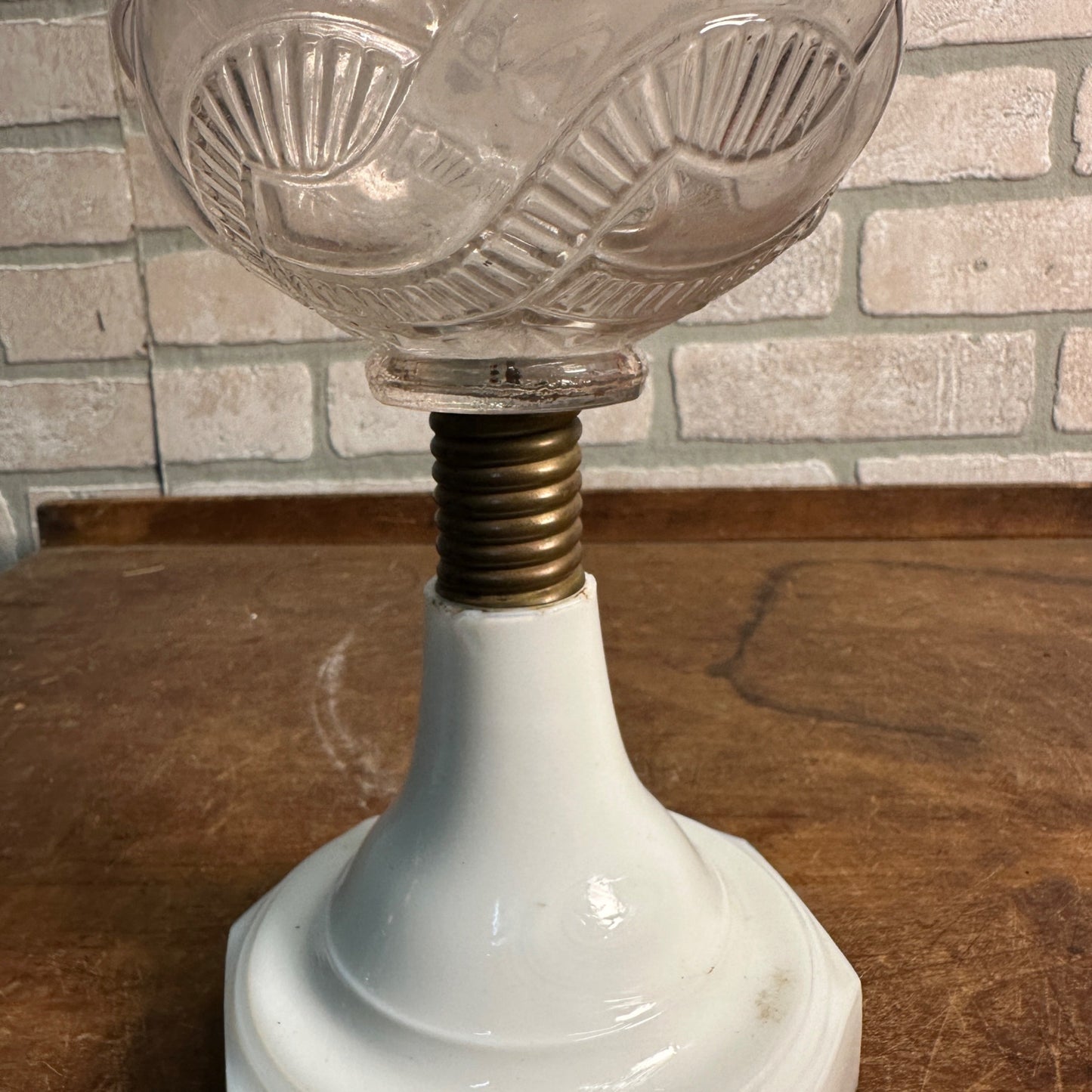 Antique EAPG Civil War Era Oil Lamp 12" Pedestal Milk Glass Base