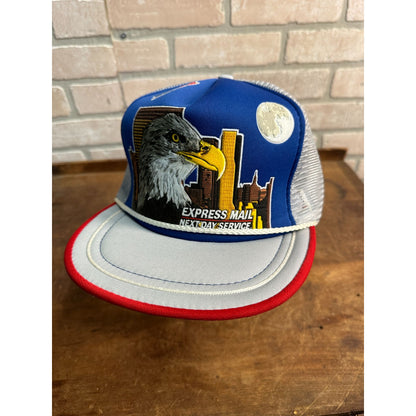 USPS EXPRESS MAIL NEXT DAY SERVICE HAT EAGLE MESH TRUCKER SNAPBACK BLUE VINTAGE