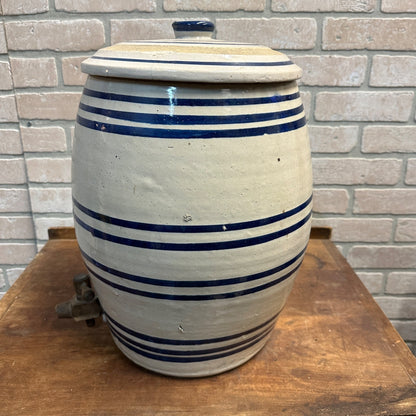 SCARCE Vintage Hibbard Spencer & Bartlett Cruso Stoneware 3 Gal Water Cooler OVB