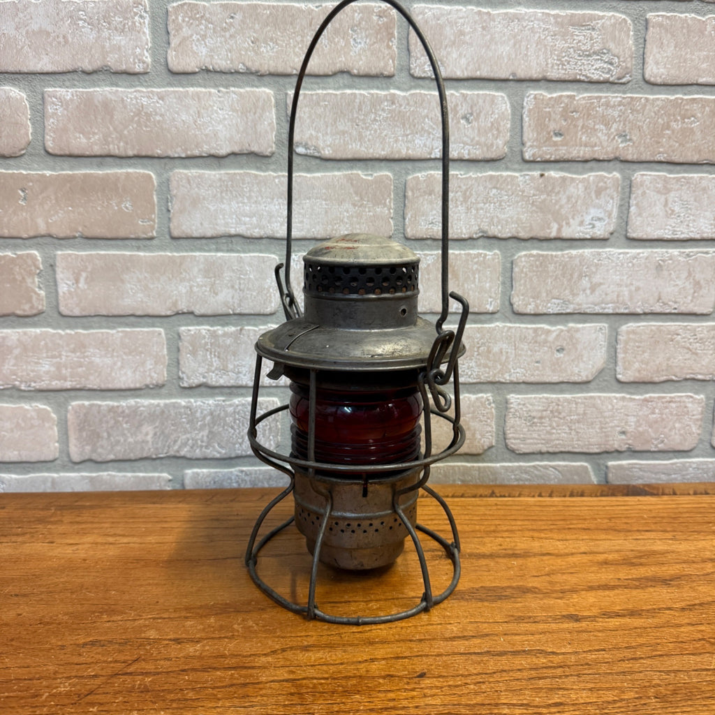 Vintage Metal Railroad Lantern Adlake-Kero For the Hiram L. Piper Co. LTD Red Glass Globe 1920's