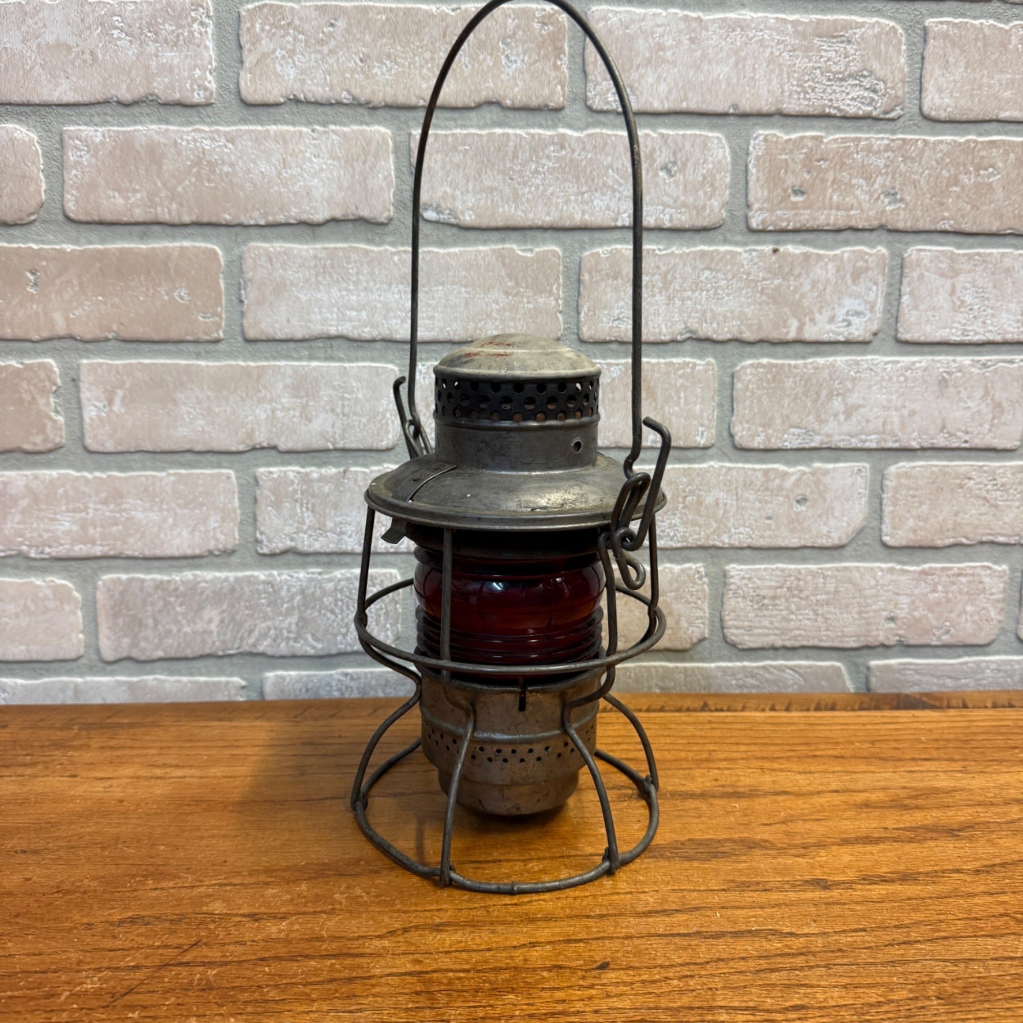 Vintage Metal Railroad Lantern Adlake-Kero For the Hiram L. Piper Co. LTD Red Glass Globe 1920's