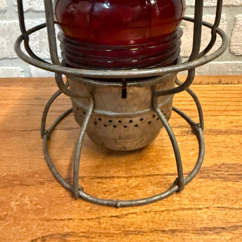 Vintage Metal Railroad Lantern Adlake-Kero For the Hiram L. Piper Co. LTD Red Glass Globe 1920's