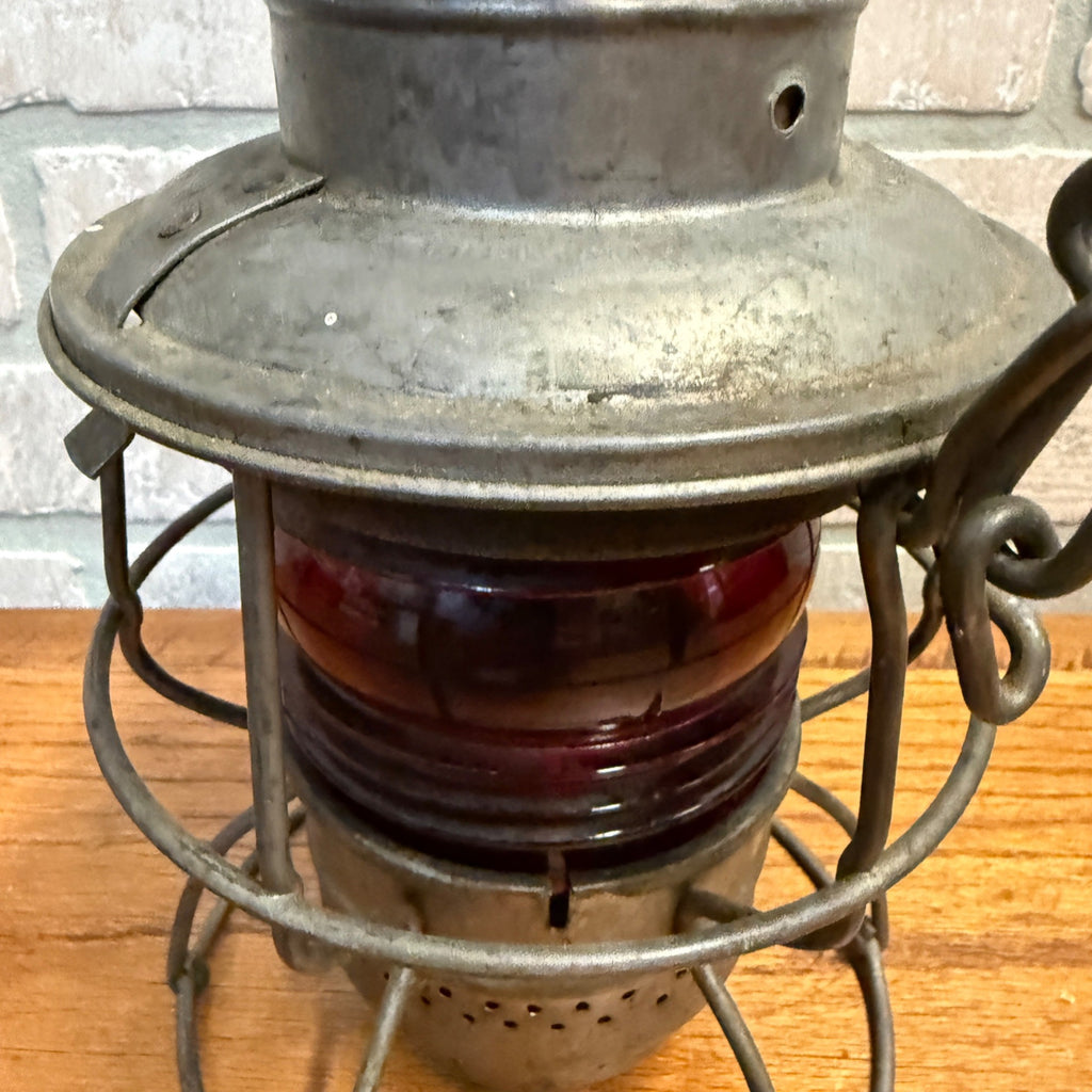 Vintage Metal Railroad Lantern Adlake-Kero For the Hiram L. Piper Co. LTD Red Glass Globe 1920's