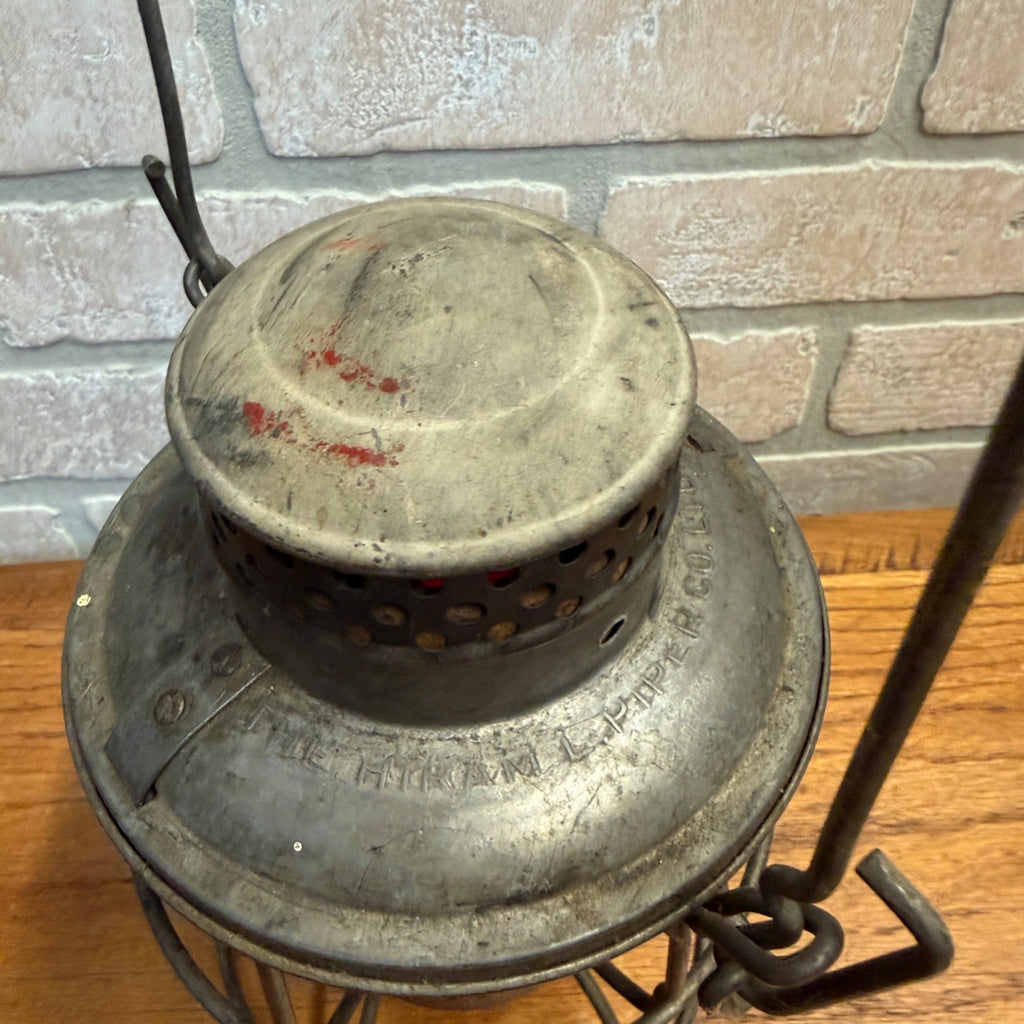 Vintage Metal Railroad Lantern Adlake-Kero For the Hiram L. Piper Co. LTD Red Glass Globe 1920's