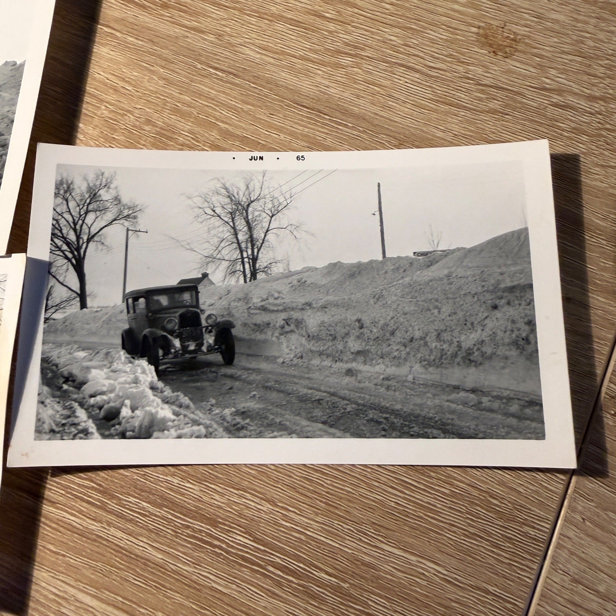 (3) Wisconsin Winter Photographs 1930s Snow Storm Model A Ford Car Auto