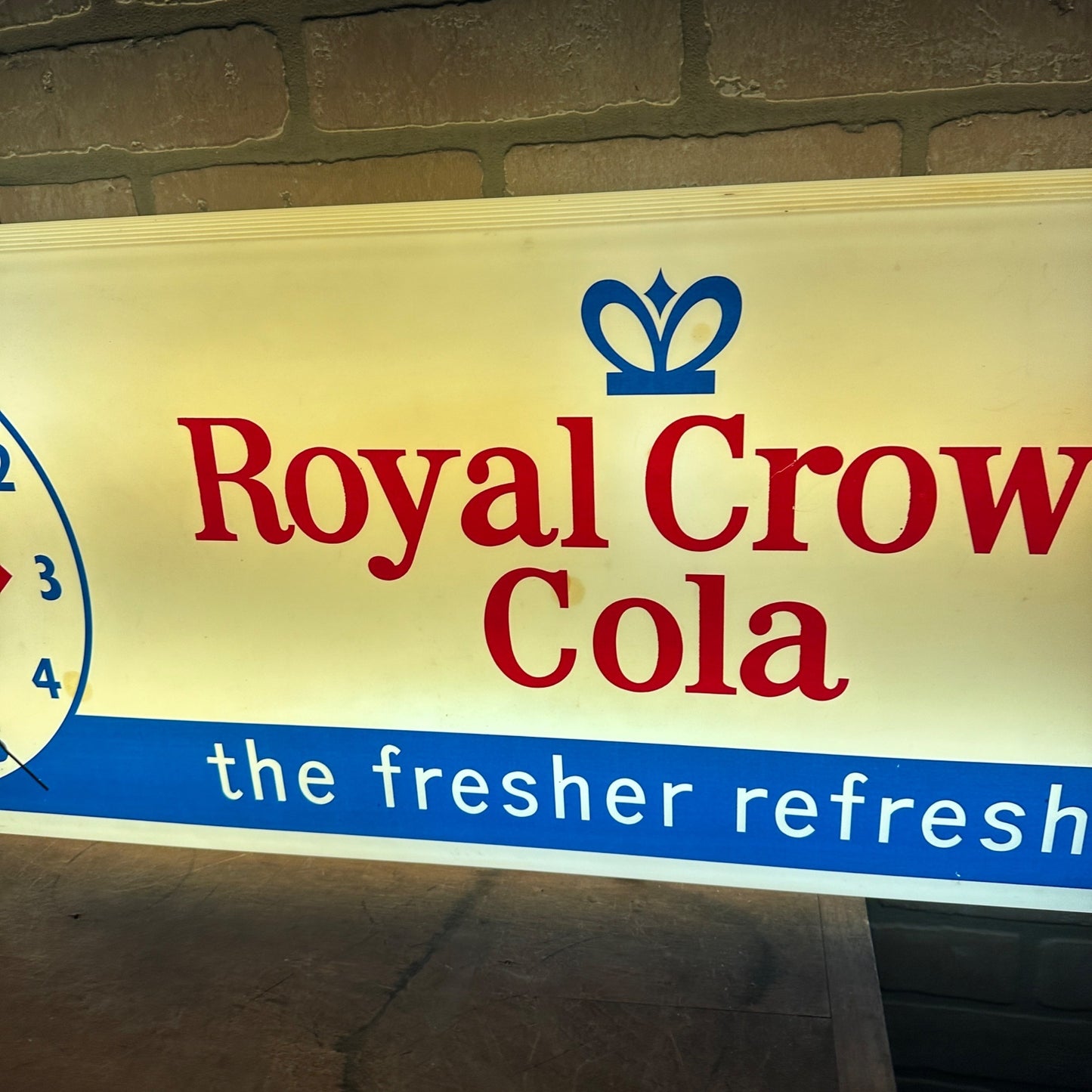 Vintage 1960s Royal Crown Cola RC Soda Lighted Advertising Clock Sign