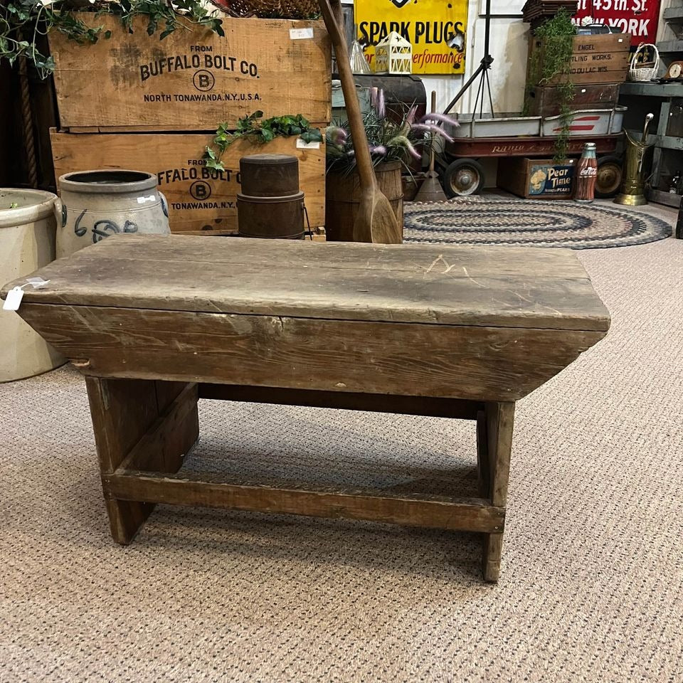 Antique Wooden Garden Bench Entryway Stool Plant Stand