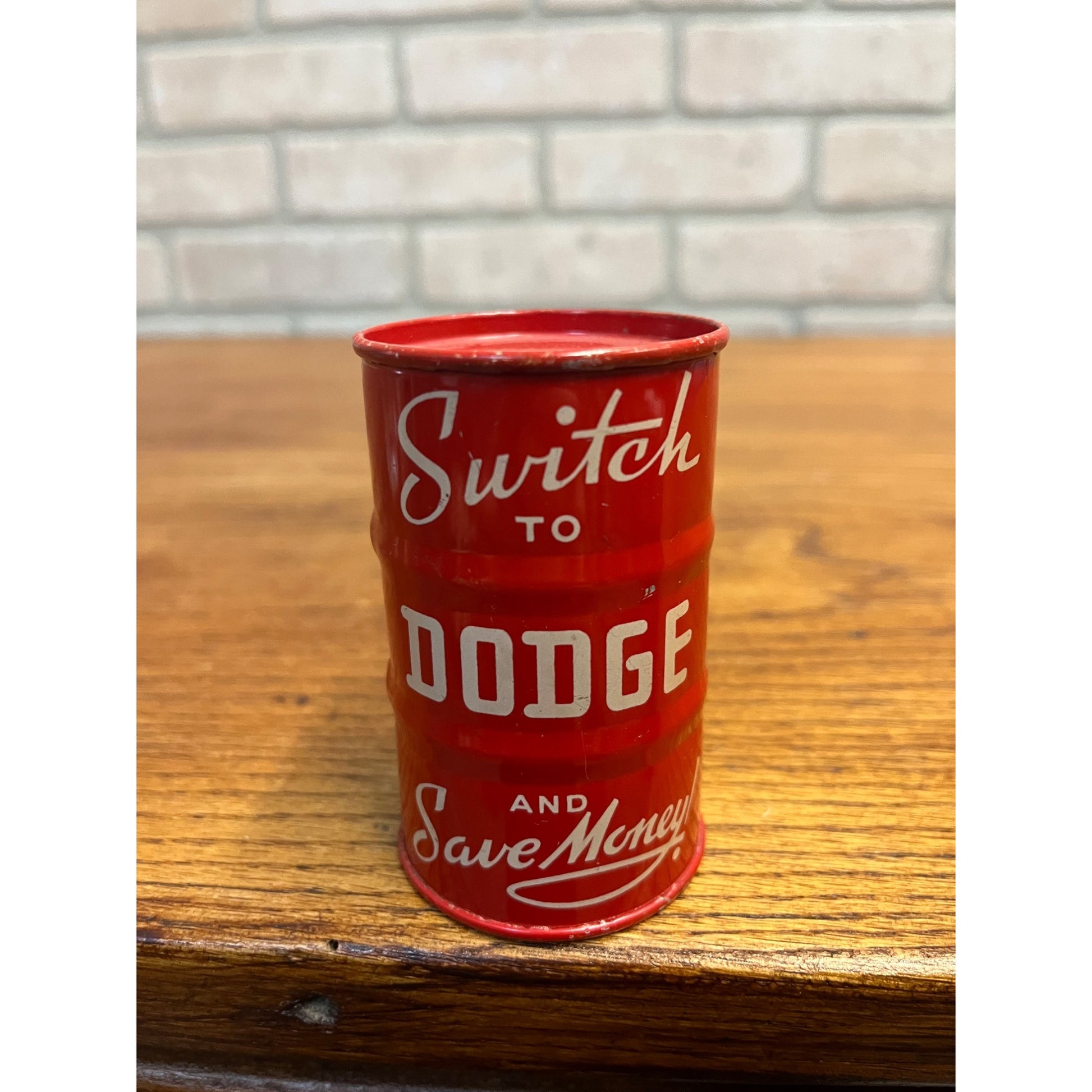 Vintage 1930s Switch to Dodge Advertising Oil Barrel Bank Promo Cars Trucks