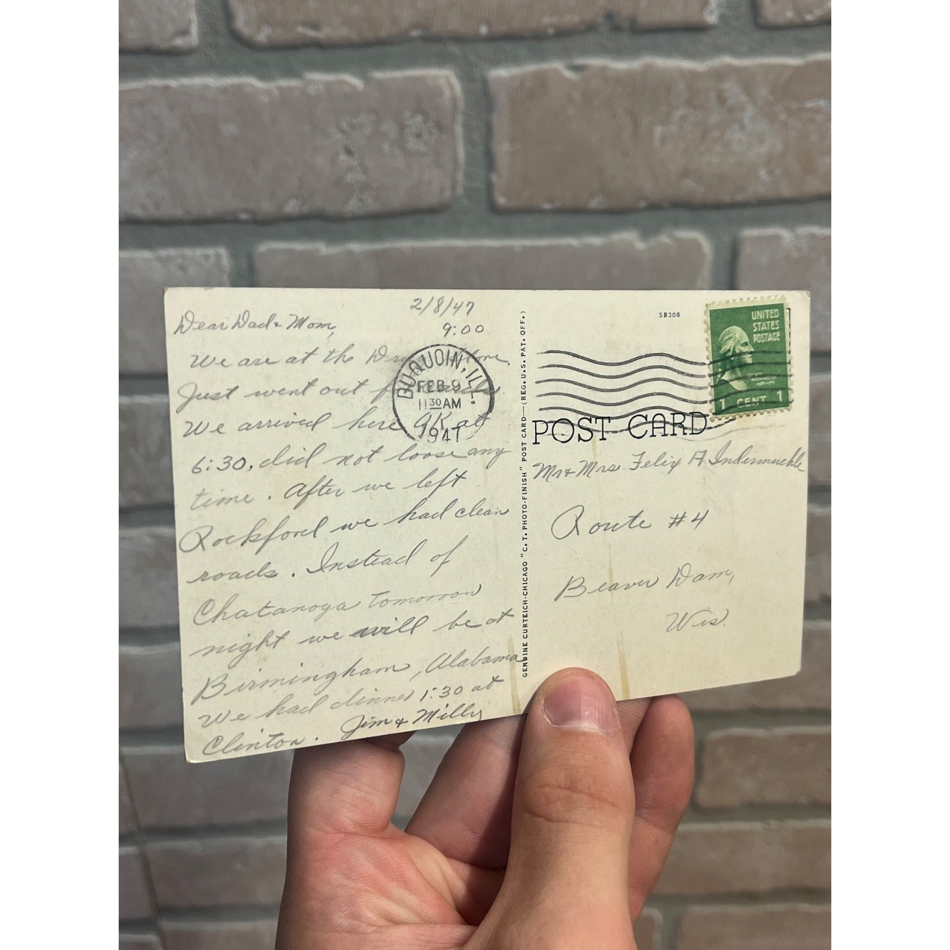 1947 Du Quoin Illinois Main Street View Postcard