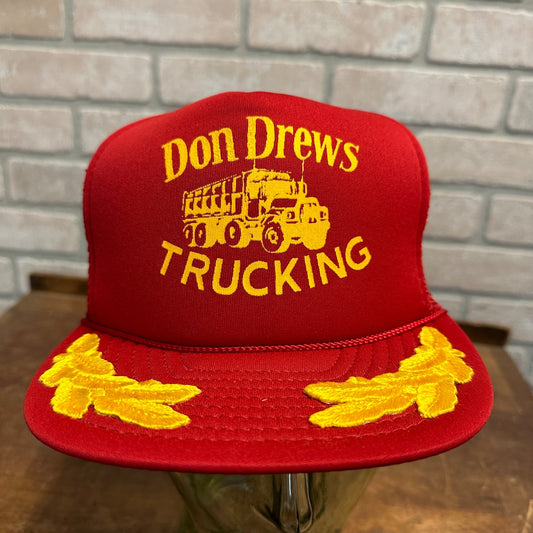 DON DREWS TRUCKING RED YELLOW RETRO SNAPBACK HAT