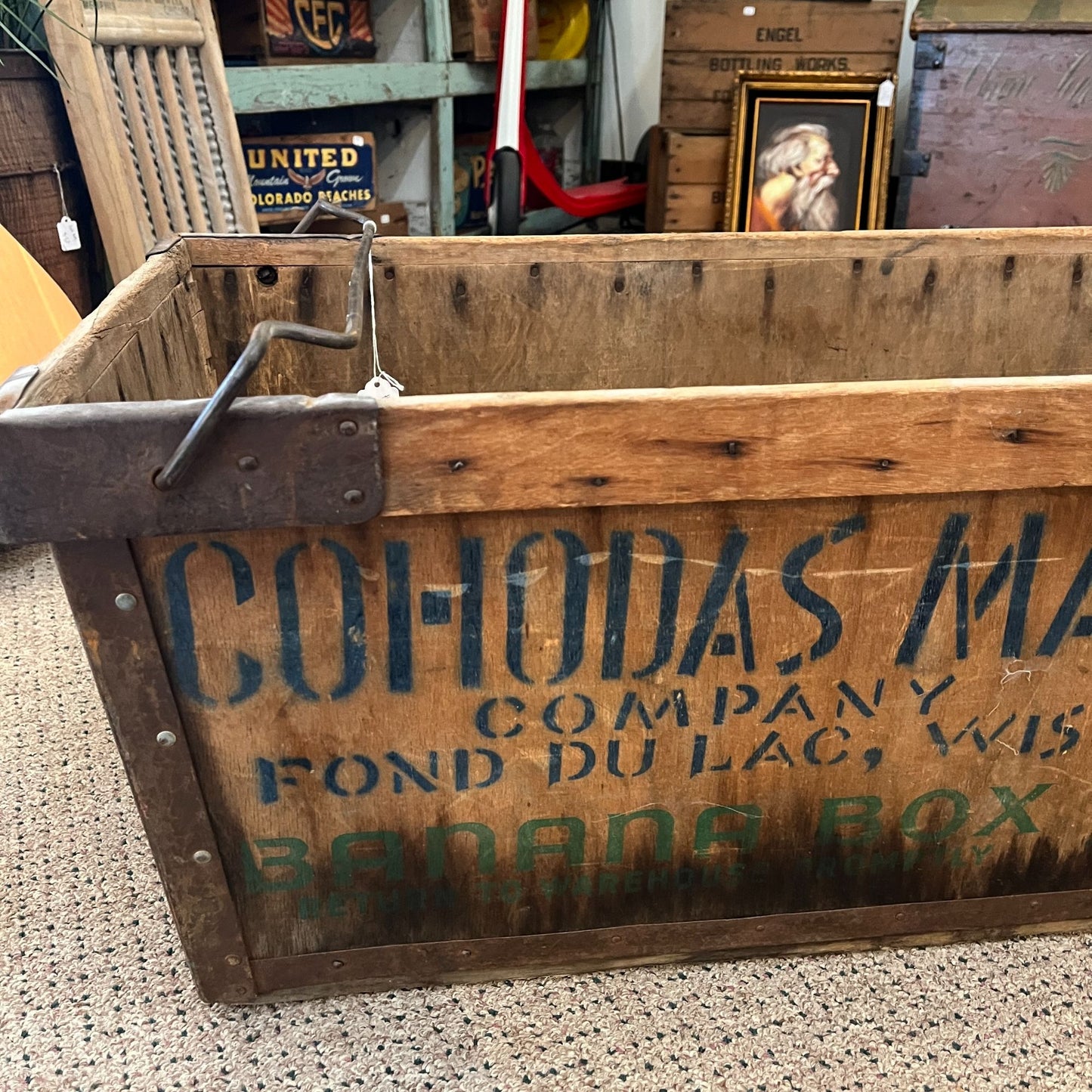 Vintage Banana Crate Cohodas Manis Co Fond du lac Wis Advertising Wooden Box