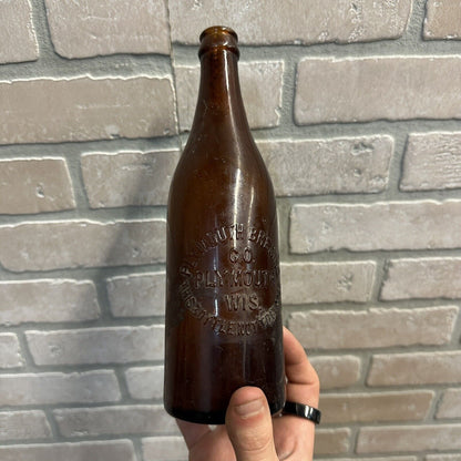 Vintage Pre-Prohibition Plymouth Brewing Co. Wis Amber Brown Beer Bottle
