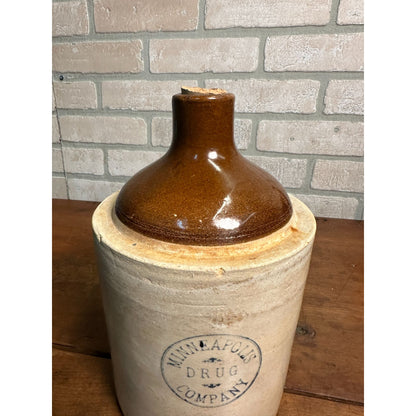 EARLY 1900S RED WING STONEWARE MINNEAPOLIS DRUG COMPANY ADVERTISING 1 GAL. JUG