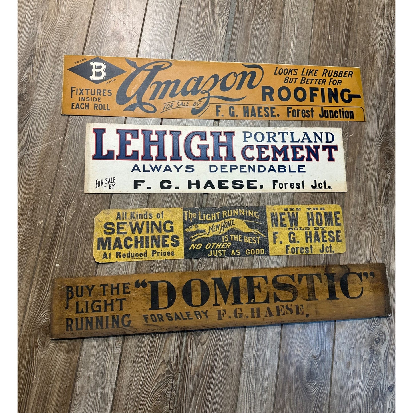 RARE Early 1900s Haese General Store (Forest Junction Wis) Advertising Signs Sewing Machine ++