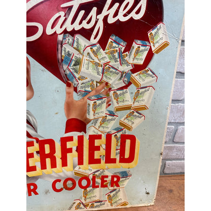 Vintage 1940s Chesterfield Cigarettes Cheerleader Advertising Cardboard Sign