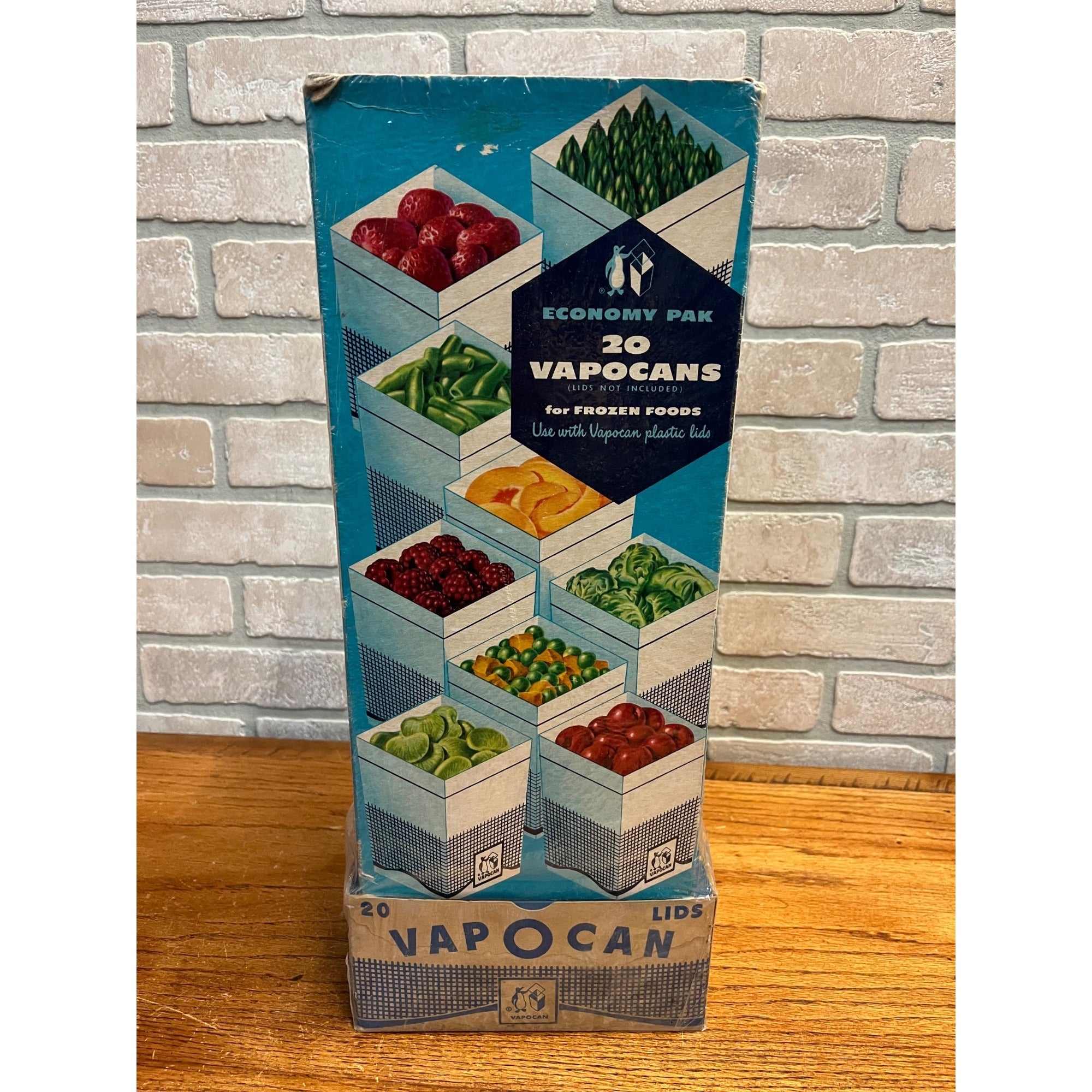 Vintage 1950s Unused VapoCans Wax Containers Frozen Foods 20-Pack Advertising